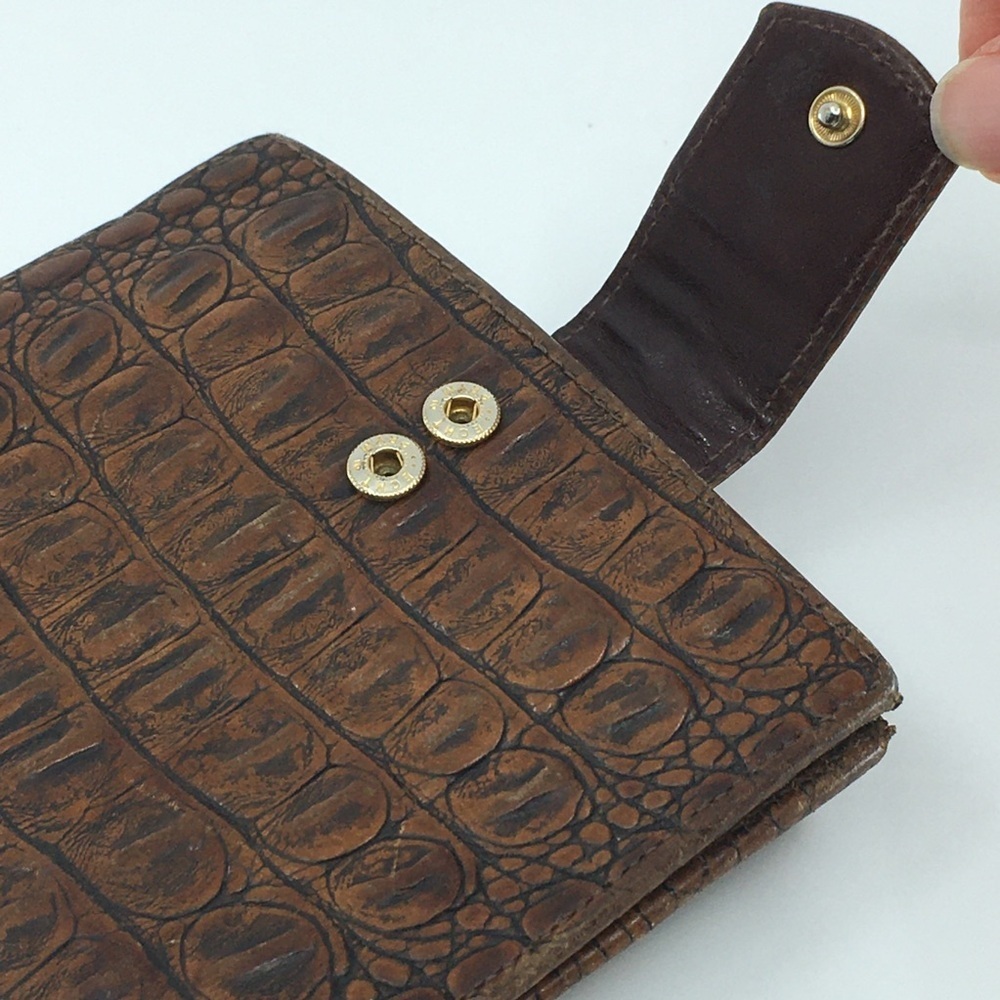 Vintage Brahmin Brown Croc-Embossed Leather Wallet Square - Picture 8 of 9